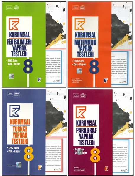 KURMAY 8. SINIF FEN B.+MATEMATİK+TÜRKÇE+PARAGRAF KURUMSAL YAPRAK TESTLERİ (4 KİTAP) ürün görseli 1