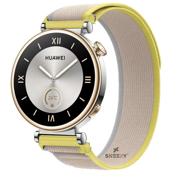 Huawei Watch GT4 41mm Uyumlu Kordon Trail Loop Cırtlı Yumuşak Kumaş Şık Kordon  Sarı ürün görseli 1