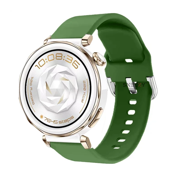 Huawei Watch GT5 Pro 42mm İle Uyumlu Yumuşak PureLux Soft Tokalı Silikon Kordon  Haki ürün görseli 1