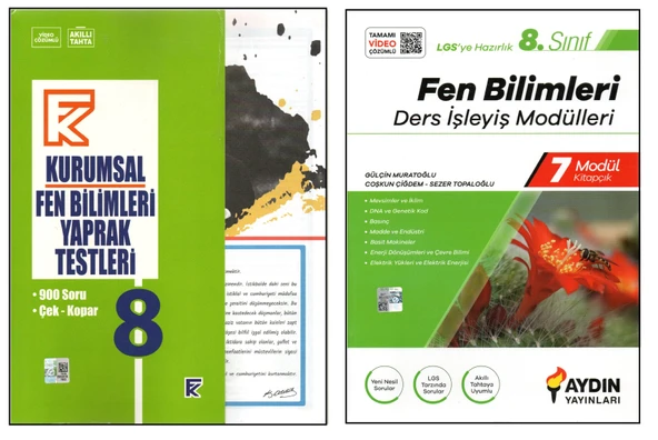 KURMAY 8. SINIF KURUMSAL YAPRAK TEST+AYDIN DERS İŞLEYİŞ MODÜLLERİ FEN BİLİMLERİ (2 KİTAP) ürün görseli 1