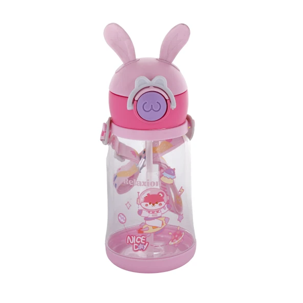 Relaxion, Kulaklı, Boyun Askılıklı, İthal Lüx Pembe Matara/Suluk 600 Ml (444) ürün görseli 1
