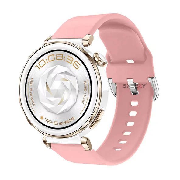 Huawei Watch GT5 Pro 42mm İle Uyumlu Yumuşak PureLux Soft Tokalı Silikon Kordon  Pembe ürün görseli 1