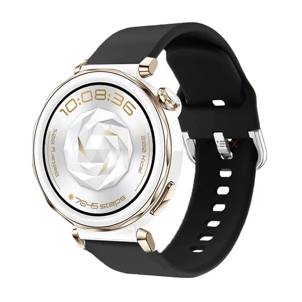 Huawei Watch GT5 Pro 42mm İle Uyumlu Yumuşak PureLux Soft Tokalı Silikon Kordon  Siyah ürün görseli 1