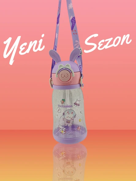 Relaxion, Kulaklı, Boyun Askılıklı, İthal Lüx Mor Matara/Suluk 600 Ml (444) ürün görseli 1