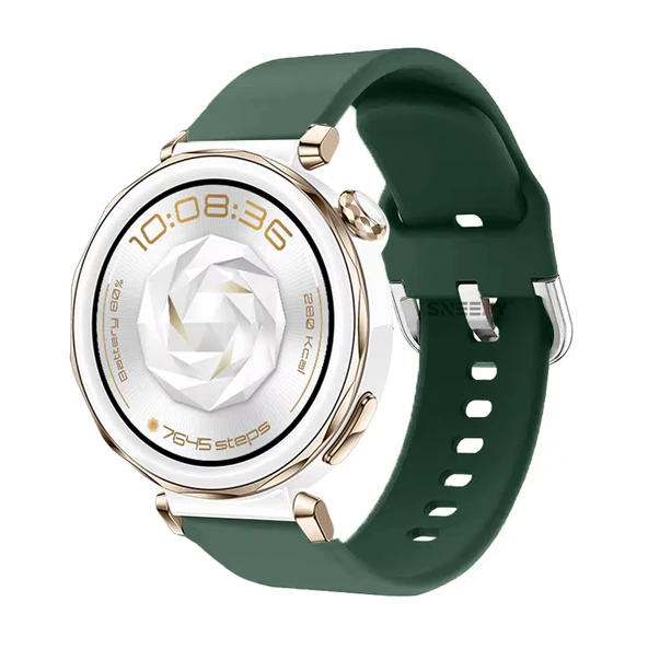 Huawei Watch GT5 Pro 42mm İle Uyumlu Yumuşak PureLux Soft Tokalı Silikon Kordon  Koyu Yeşil ürün görseli 1