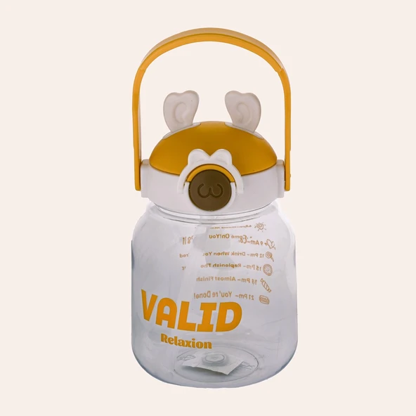 Relaxion Hediyeli, İthal Lüx Kulaklı Beyaz -Sarı Matara/Suluk 1100 Ml (446) ürün görseli 1