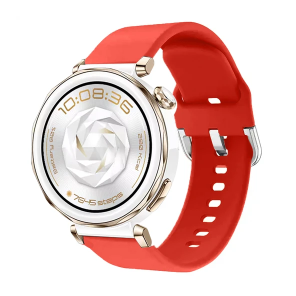 Huawei Watch GT5 Pro 42mm İle Uyumlu Yumuşak PureLux Soft Tokalı Silikon Kordon  Kırmızı ürün görseli 1
