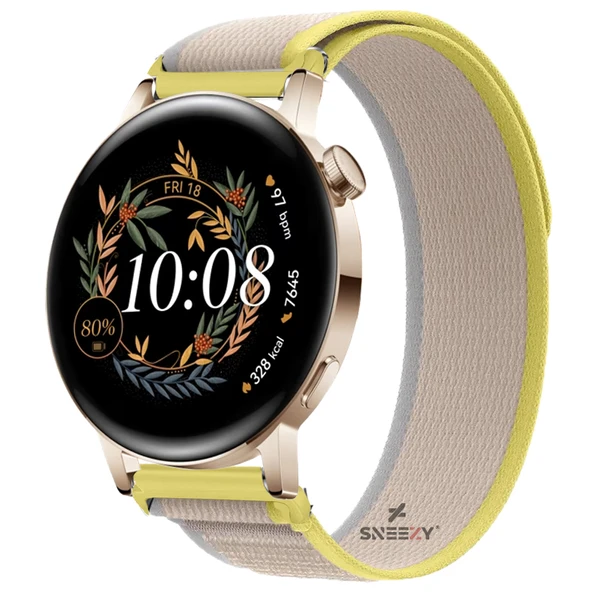 Huawei Watch GT3 42mm Uyumlu 20mm Wander Trail Loop Kordon  Sarı ürün görseli 1
