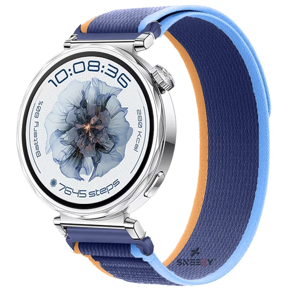 Huawei Watch GT5 41mm Uyumlu Kordon Trail Loop Cırtlı Yumuşak Kumaş Şık Kordon  Mavi Koyu ürün görseli 1