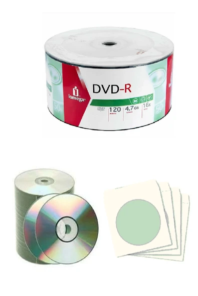 Boş Dvd-r 16x .4,7 Gb 20 Adet ve 20 Adet Dvd zarfı ürün görseli 1