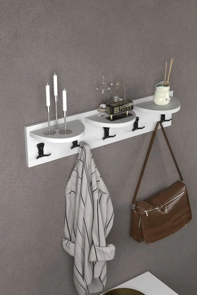 Askılık Duvar Elbise Askılığı Portmanto Beyaz 80 Cm ürün görseli 1