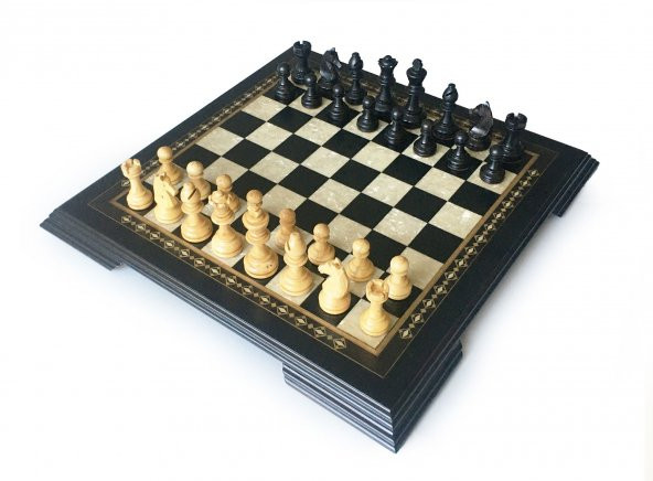 Helena Wood Art Masif Ahşap Koyu Satranç Seti 42 cm ürün görseli 1