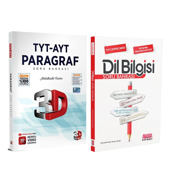 3D Yayınları TYT AYT Paragraf ve AKM Dil Bilgisi Soru Bankası Seti 2 Kitap ürün görseli 1