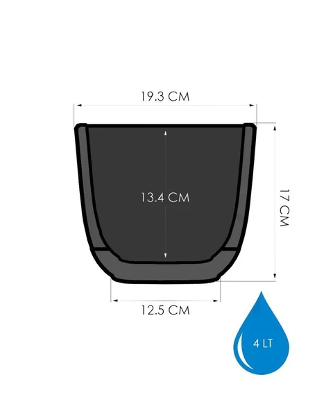 Omnipazar KRS-384 Dekoratif Plastik Mercan Kare Saksı 4 litre Antrasit 6 Adet - Resim 2