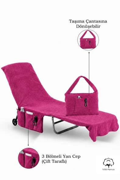 %100 Pamuk Şezlong Havlusu Mürdüm 60x180 cm - Hızlı Kuruyan Plaj ve Havuz Havlusu ürün görseli 1