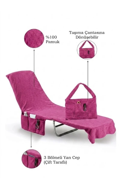 %100 Pamuk Şezlong Havlusu Mürdüm 60x180 cm - Hızlı Kuruyan Plaj ve Havuz Havlusu ürün görseli 1