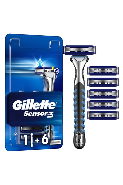 GİLLETTE Sensor3 Tıraş Makinesi + 6 Yedek Tıraş Bıçağı ürün görseli 1