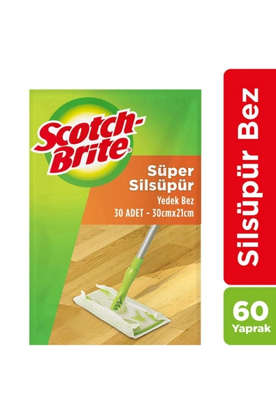 SCOTCH BRİTE Scotch-brıte Sil Süpür Q600 Paspas Yedek Bez 30'lu X 2 (60 YAPRAK) ürün görseli 1