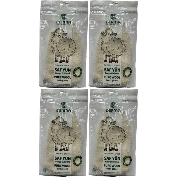 Derma Naturel Therapy Saf Yün Banyo Eldiveni T-485 (4 Lü Set) ürün görseli 1