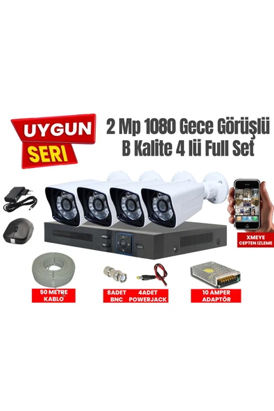 Area Güvenlik Sistemleri  4 Kameralı Ahd 1080p Gece Görüşlü Ful Güvenlik Kamera Seti ürün görseli 1