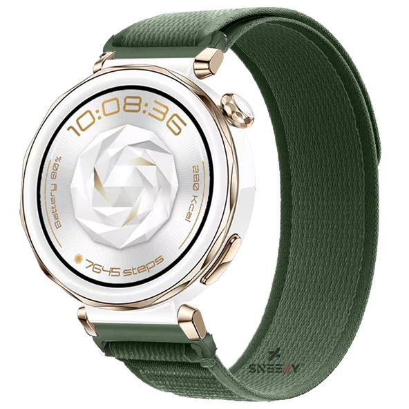 Huawei Watch GT5 Pro 42mm Uyumlu Kordon Trail Loop Cırtlı Yumuşak Kumaş Şık Kordon  Haki ürün görseli 1