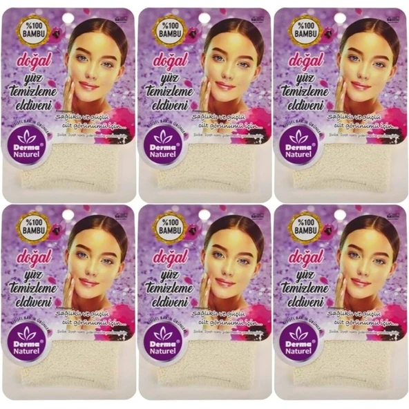 Derma Naturel Bambu Yüz Temizleme Eldiveni MS-32 (6 Lı Set) ürün görseli 1