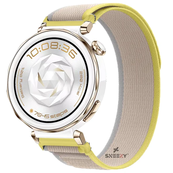 Huawei Watch GT5 Pro 42mm Uyumlu Kordon Trail Loop Cırtlı Yumuşak Kumaş Şık Kordon  Sarı ürün görseli 1