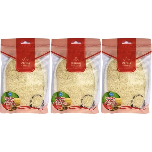 Derma Naturel Loofah Kabak Banyo ve Yüz Lifi (15*24CM) MS-10 (3 Lü Set) ürün görseli 1