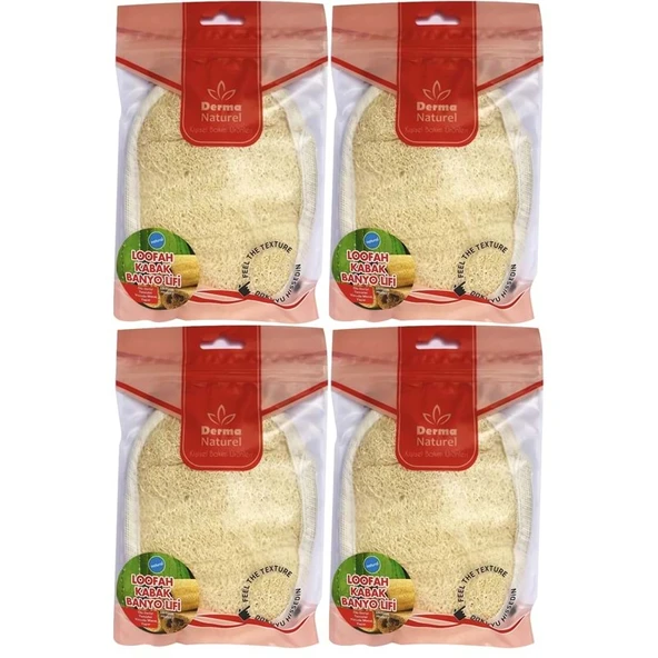Derma Naturel Loofah Kabak Banyo ve Yüz Lifi (15*24CM) MS-10 (4 Lü Set) ürün görseli 1