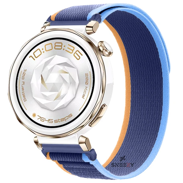 Huawei Watch GT5 Pro 42mm Uyumlu Kordon Trail Loop Cırtlı Yumuşak Kumaş Şık Kordon  Mavi Koyu ürün görseli 1