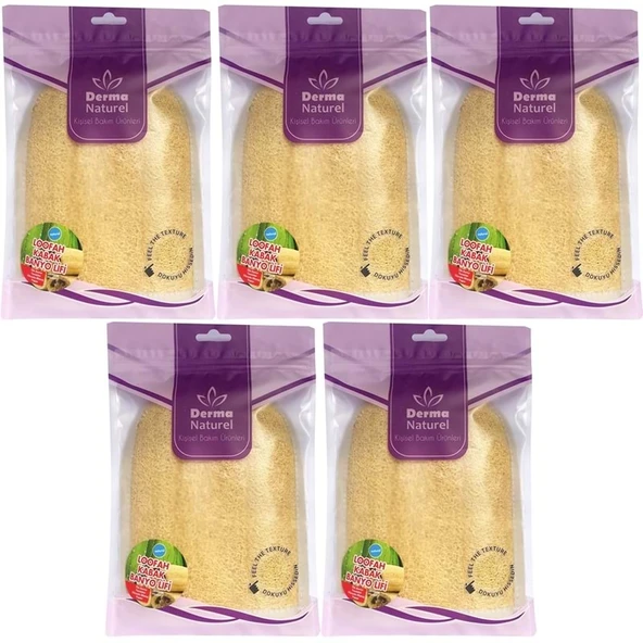 Derma Naturel Loofah Kabak Havlu Banyo Eldiveni (15*24CM) MS-11 (5 Li Set) ürün görseli 1