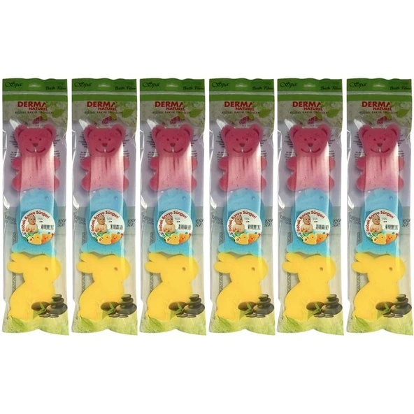 Derma Naturel 3 Lü Renkli Bebek Banyo Süngeri (6 Lı Set) ürün görseli 1