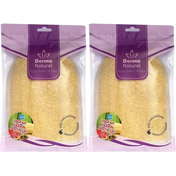 Derma Naturel Loofah Kabak Havlu Banyo Eldiveni (15*24CM) MS-11 (2 Li Set) ürün görseli 1