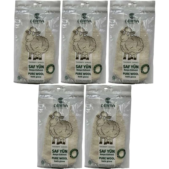Derma Naturel Therapy Saf Yün Banyo Eldiveni T-485 (5 Li Set) ürün görseli 1