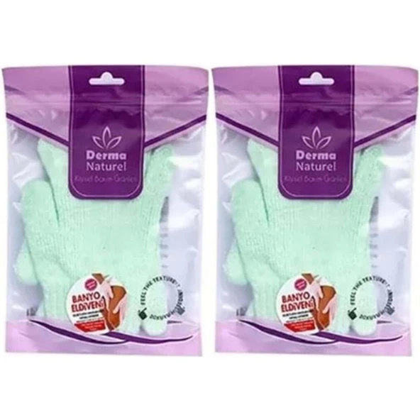 Derma Naturel Parmaklı Banyo Eldiveni MS-23 (2 Li Set) ürün görseli 1