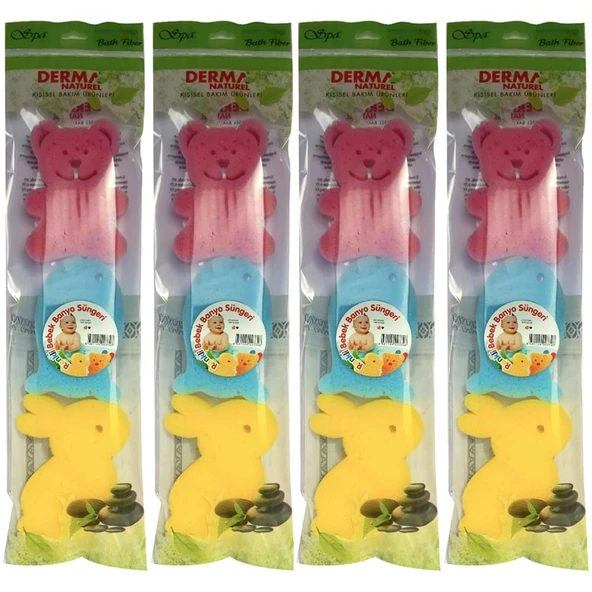 Derma Naturel 3 Lü Renkli Bebek Banyo Süngeri (4 Lü Set) ürün görseli 1