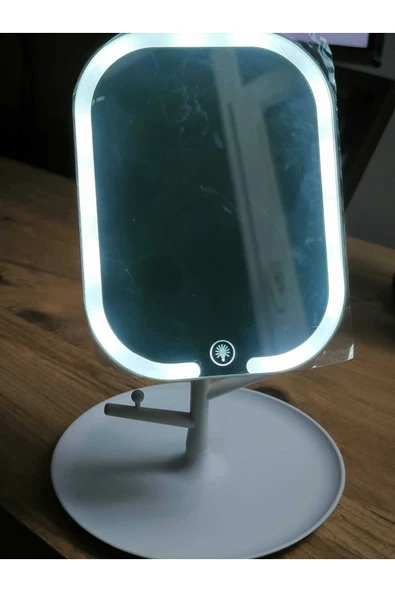 Led Işıklı Makyaj Aynası 3 Modlu Usb Şarjlı Beyaz Kare Taşınabilir Açı Ayarlı Güzellik Ayna 18X14CM ürün görseli 1