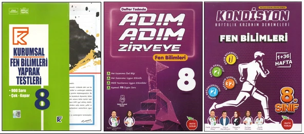 KURMAY 8. SINIF KURUMSAL YAPRAK TEST+NEWTON ADIM ADIM ZİRVEYE+KONDİSYON FEN BİLİMLERİ (3 KİTAP) ürün görseli 1