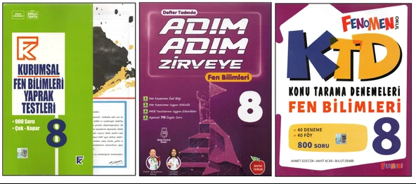 KURMAY 8. SINIF KURUMSAL YAPRAK TEST+NEWTON ADIM ADIM ZİRVEYE+FENOMEN KTD FEN BİLİMLERİ (3 KİTAP) ürün görseli 1