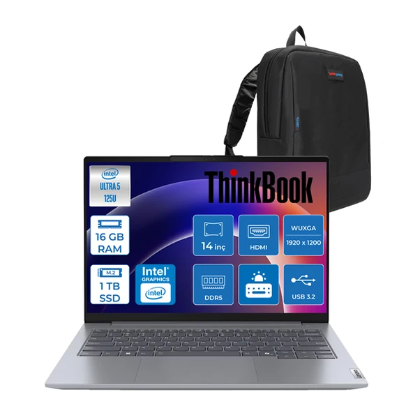 Lenovo Thinkbook 14 G7 Intel Ultra 5 125U 16GB Ddr5 1tb SSD Intel Graphics 14" Wuxga IPS 300NITS Windows 11 Pro Taşınabilir Bilgisayar 21MR0095TRH02 + Zettaçanta ürün görseli 1