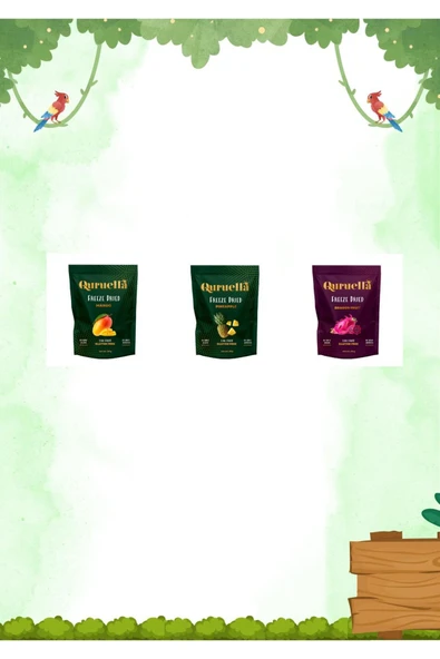 Quruella Freeze Dried %100 dogal 3'lü tropikal meyve paketi ürün görseli 1