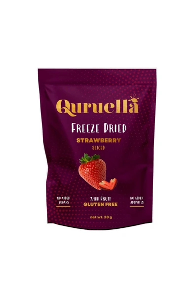 Quruella Freeze Dried Dilim Çilek - Dondurularak Kurutulmuş Meyve- Freeze Dry Meyve Kurusu ürün görseli 1
