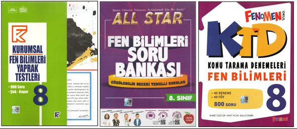 KURMAY 8.SINIF KURUMSAL YAPRAK TEST+NEWTON ALL STAR+FENOMEN KTD FEN BİLİMLERİ (3 KİTAP) ürün görseli 1