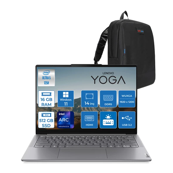 Lenovo Yoga Slim 7 14IMH9 Ultra 5 125H 16GB LPDDR5X 512GB 14" Wuxga (1920X1200) OLED 400NITS Intel Arc Graphics Windows 11 Pro Taşınabilir Bilgisayar YS14IMH9P01 + Zettaçanta ürün görseli 1