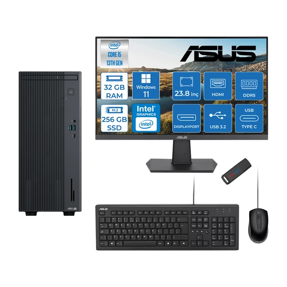 Asus Expertcenter P500MV Intel Core I5-13420H 32GB Ddr5 256GB SSD WIN11HOME 100Hz 23.8 IPS Mon. Minitower Masaüstü Bilgisayar WB5136216512B0DH11+Zettausbbellek ürün görseli 1