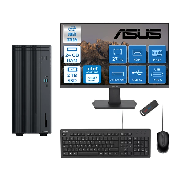 Asus Expertcenter P500MV Intel Core I5-13420H 24GB Ddr5 2tb SSD Freedos 100Hz 27" IPS Mon. Minitower Masaüstü Bilgisayar WC5136216512B0DF09+Zettausbbellek ürün görseli 1