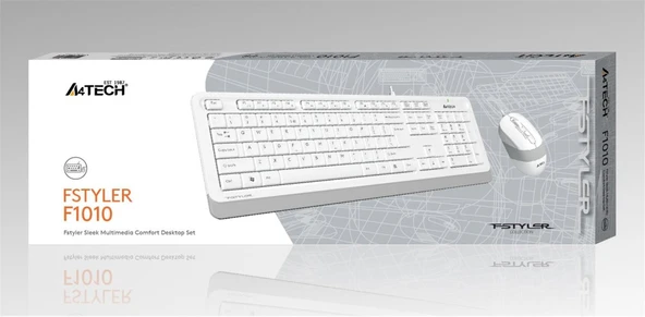 A4 Tech F1010 Q Usb Beyaz Fn-Mm Klv+Optik Mouse Set ürün görseli 1