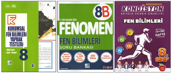 KURMAY 8. SINIF KURUMSAL YAPRAK TEST+FENOMEN 8B+NEWTON KONDİSYON FEN BİLİMLERİ (3 KİTAP) ürün görseli 1