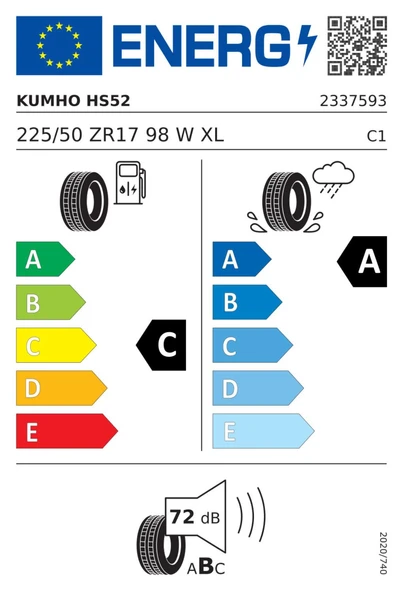 225/50R17 98W ECSTA HS52 - Resim 2