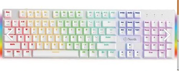 North Shield White Red Switch Türkçe Q RGB Beyaz Mekanik Gaming Klavye ürün görseli 1